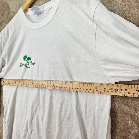 Kahana Village Maui Hawaii White T-Shirt Men's Size M Port & Company Long Sleeve - Picture 3 of 10